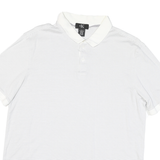 CALVIN KLEIN Mens White & Grey Striped Short Sleeve Polo Shirt M Cotton Blend