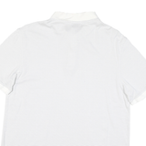 CALVIN KLEIN Mens White & Grey Striped Short Sleeve Polo Shirt M Cotton Blend