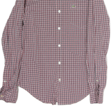 LACOSTE Mens Red & Blue Check Shirt S Slim Fit Cotton Casual Button Down