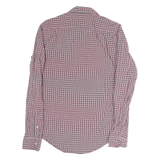 LACOSTE Mens Red & Blue Check Shirt S Slim Fit Cotton Casual Button Down