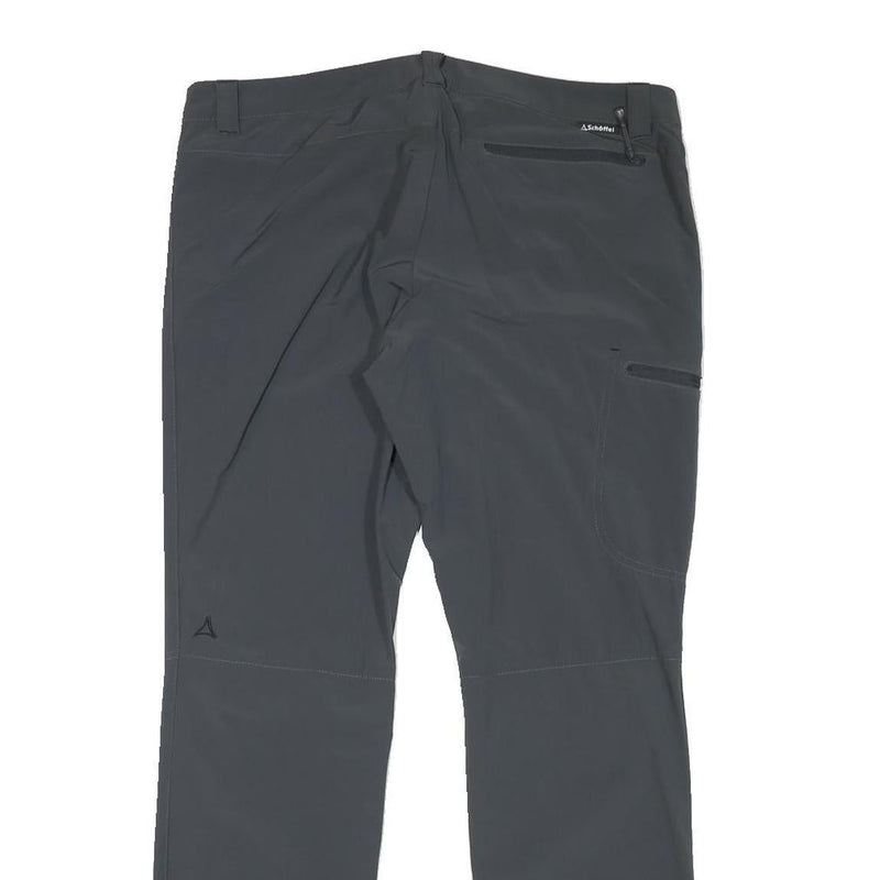 SCHOFFEL Womens Polyester Blend Grey Regular Fit Straight Trousers W35 L30