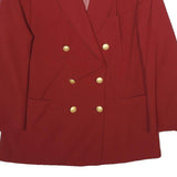 HENDRIKSEN Womens Red Wool Blend Double Breasted Jacket L Wool Classic Fit