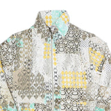 ALIA Womens Beige White Yellow Patchwork Zip Jacket UK 18 Polyester Printed