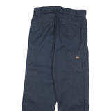 DICKIES Mens Cotton Blend Navy Loose Fit Straight Trousers W33 L32 Workwear