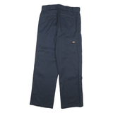 DICKIES Mens Cotton Blend Navy Loose Fit Straight Trousers W33 L32 Workwear