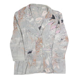 Womens Grey Printed Blouse Long Sleeve Collared XL Lightweight Elegant