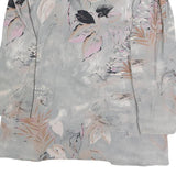 Womens Grey Printed Blouse Long Sleeve Collared XL Lightweight Elegant