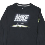 NIKE Mens Black Graphic T-Shirt XL Long Sleeve Crew Neck Lightweight Cotton