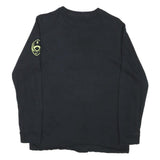 NIKE Mens Black Graphic T-Shirt XL Long Sleeve Crew Neck Lightweight Cotton