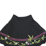 PHASE EIGHT Womens Black Floral Swing Knee Length Skirt Cotton Woven UK 14