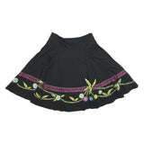 PHASE EIGHT Womens Black Floral Swing Knee Length Skirt Cotton Woven UK 14
