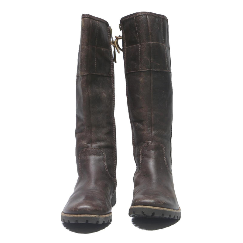 TIMBERLAND Womens Tall Leather Boots Brown UK 4.5 Casual Outdoor Fashion