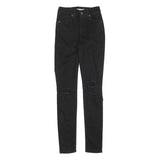 LEVI'S 721 Womens Jeans Black Slim Skinny Denim W24 L30 Distressed Ripped