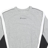 CHAMPION Womens Grey & Black Crew Neck M Cotton Blend Sweatshirt Pullover