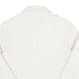 Womens White Circular Eyelet Button Jacket M Polyester Blend Button Closure