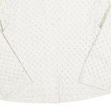 Womens White Circular Eyelet Button Jacket M Polyester Blend Button Closure
