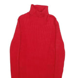 TAHARI Womens Red Plain Pullover Jumper Crew Neck Rib Knit S Stylish Warm