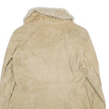 GIACCA Womens Beige Leather Jacket L Suede Fur Trim Button Closure Stylish
