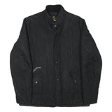BARBOUR Womens Black Quilted Jacket M Polyester Blend Button Closure Classic