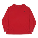 POLO RALPH LAUREN Mens Red Classic Long Sleeve V-Neck Cotton Blend 2XL T-Shirt