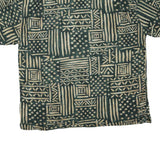 BLUE PRINT Mens Green & Beige Patterned Cotton Blend Shirt XL Relaxed Fit Casual