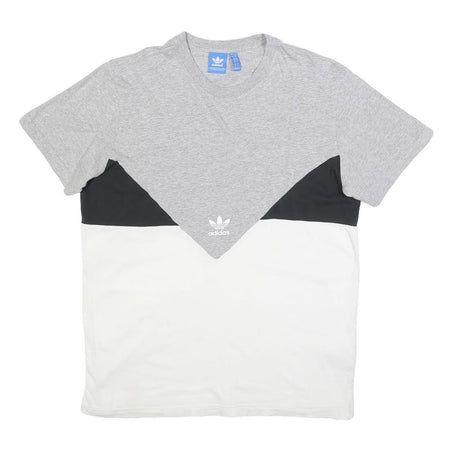 ADIDAS Mens Grey Black & White Cotton Blend T-Shirt L Short Sleeve Crew Neck