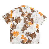 BIAGGINI Mens White Brown & Orange Floral Cotton Blend Shirt 2XL Summer Casual