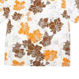 BIAGGINI Mens White Brown & Orange Floral Cotton Blend Shirt 2XL Summer Casual
