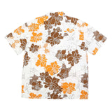 BIAGGINI Mens White Brown & Orange Floral Cotton Blend Shirt 2XL Summer Casual