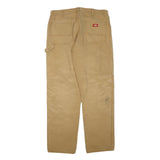 DICKIES Mens Cotton Blend Beige Regular Straight Trousers W36 L33 Workwear