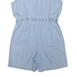 BILL BLASS Womens Light Blue Denim Playsuit S Cotton Blend Button Front