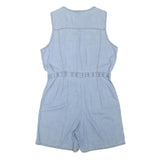 BILL BLASS Womens Light Blue Denim Playsuit S Cotton Blend Button Front
