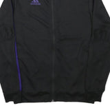 ADIDAS Mens Black & Purple Track Zip Jacket M Polyester Blend Sports Casual