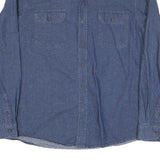 WRANGLER Mens Blue Denim Shirt 2XL Button Pocket Long Sleeve Cotton Blend