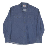 WRANGLER Mens Blue Denim Shirt 2XL Button Pocket Long Sleeve Cotton Blend