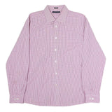 TOMMY HILFIGER Mens Maroon Check Shirt XL Classic Fit Cotton Button-Down Collar
