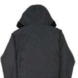 Womens Black Quilted Hooded Zip Jacket Polyester Blend L Lightweight Outerwear