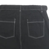 TWIK Womens Black Belted Mini Cotton Blend Skirt M Contrast Stitch Casual