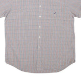NAUTICA Mens Blue & Orange Check Shirt XL Cotton Blend Short Sleeve Button-Down