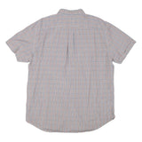 NAUTICA Mens Blue & Orange Check Shirt XL Cotton Blend Short Sleeve Button-Down