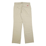 DICKIES Womens Relaxed Beige Cotton Blend Trousers W32 L32 Casual Zip Closure