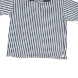MUNSINGWEAR Mens Blue & Green Striped Short Sleeve Polo Shirt L Cotton Blend