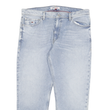 TOMMY JEANS Mens Blue Regular Fit Straight Denim Cotton Light W36 L27 Zip