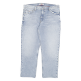 TOMMY JEANS Mens Blue Regular Fit Straight Denim Cotton Light W36 L27 Zip