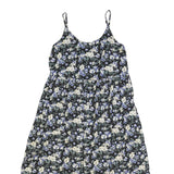 CHARTER CLUB Womens Black Cream & Blue Floral Day Dress Cotton Blend Sleeveless