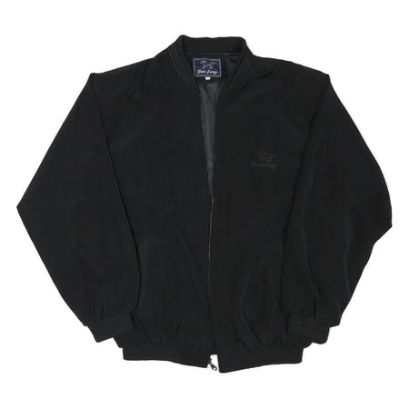 YUN FENG Mens Black Polyester Blend Bomber Jacket XL Zip Up Plain Casual