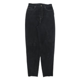 MODE Womens Leather Black Regular Fit Zip Trousers W28 L32 Stylish Comfortable