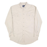 WRANGLER Mens Cream Cotton Shirt L Button-Down Western Style Long Sleeve