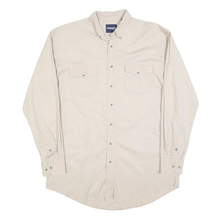 WRANGLER Mens Cream Cotton Shirt L Button-Down Western Style Long Sleeve