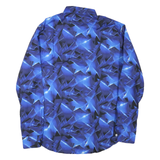 Mens Blue Geometric Pattern Shirt XL Polyester Blend Stylish Casual Wear